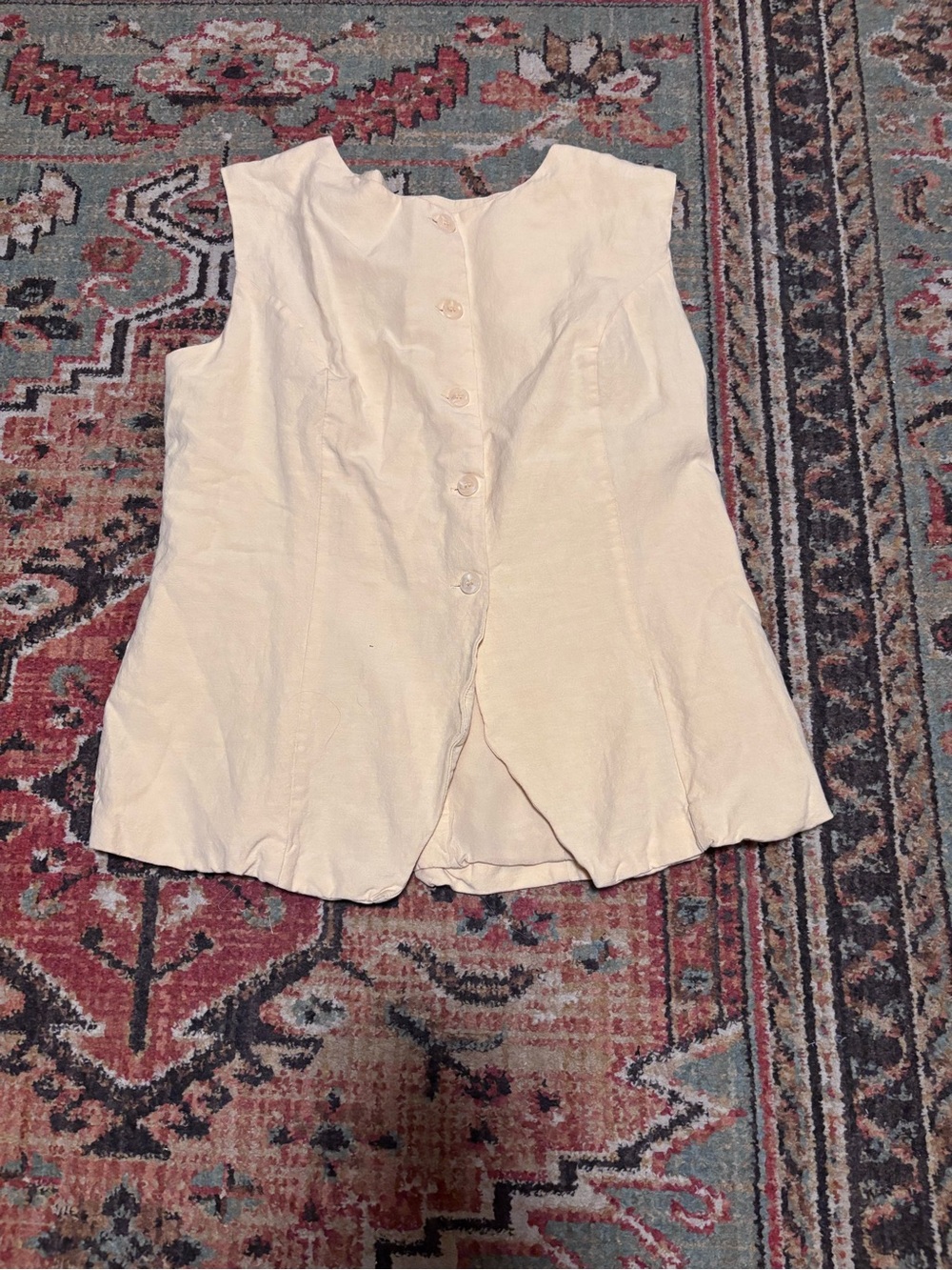 Paper Heart Pale Yellow Button-Front Linen-Blend Vest